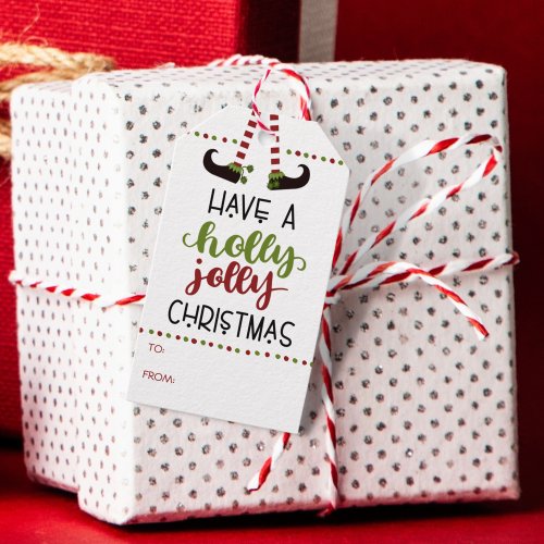 TO FROM Elf Holly Jolly Christmas Gift Tags