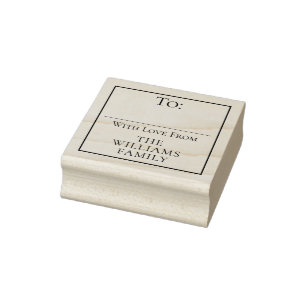 To / From Family Name Christmas Holiday Gift Tag Rubber Stamp