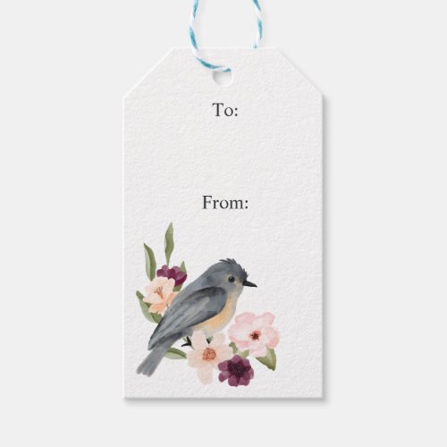 To  From Floral Birds Nest Baby Shower Pink Gift Tags