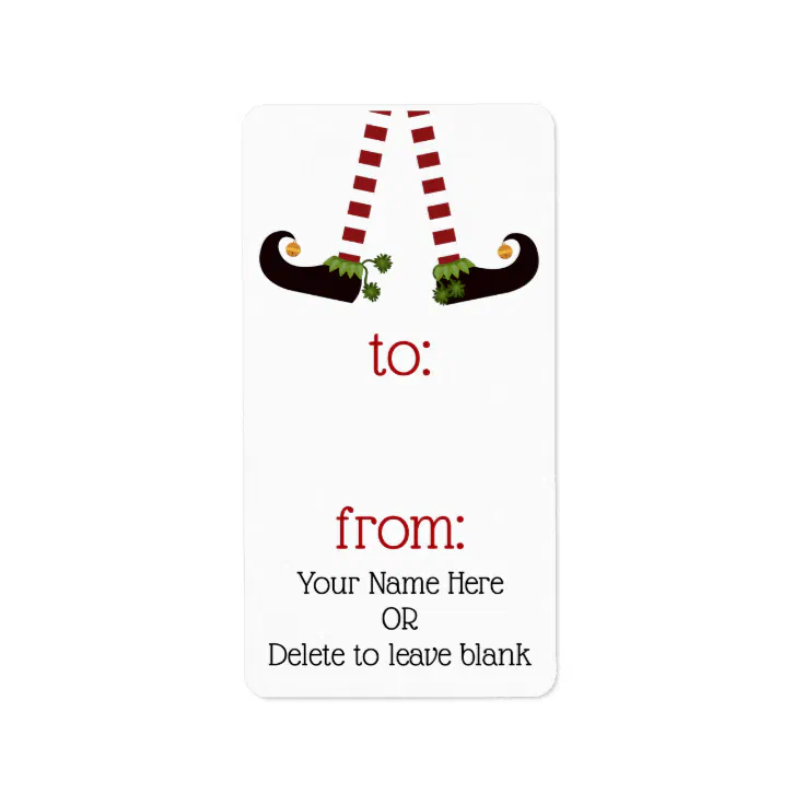 TO/FROM Gift Tag Labels with Christmas Elf Legs | Zazzle