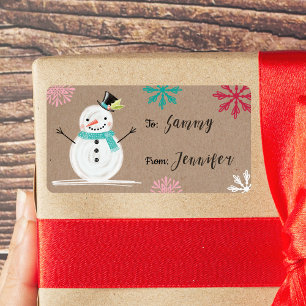 To & From Jolly Snow Man & Snowflakes Label