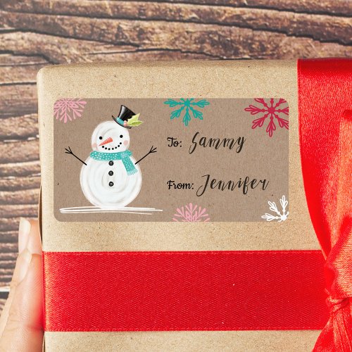 To  From Jolly Snow Man  Snowflakes Label
