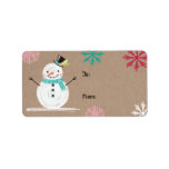 To & From Jolly Snow Man & Snowflakes Label<br><div class="desc">The Design features our frosty the snow man illustration with bright colours of reds,  pinks,  greens and blues snowflakes All illustrations contained in this fun,  colourful to and from snowman sticker gift tag are hand-drawn original artwork by Moodthology.</div>