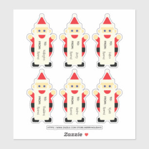 To From Label Santa Cartoon Cute Fun Christmas