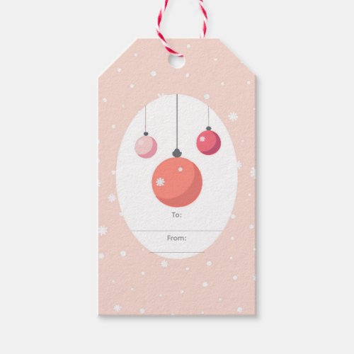 ToFrom Modern Pink Snowflakes Christmas Ornaments Gift Tags