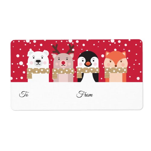 To  From Reindeer Polar Bear Penguin  Fox Label