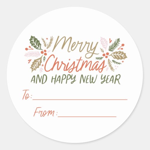 Tofrom Vintage Type Holly Berry Christmas Gifting Classic Round Sticker