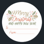 To/from Vintage Type Holly Berry Christmas Gifting Classic Round Sticker<br><div class="desc">Elevate your gift wrapping supplies this holiday season to the next level with this bright and festive stickers. Featuring my original hand-drawn winter foliage in vibrant colors paired with sweet,  whimsical typography.</div>