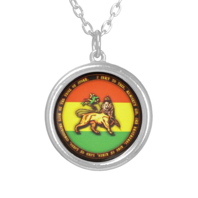 To glue Lion of Judah Silver Plated Necklace (Front)