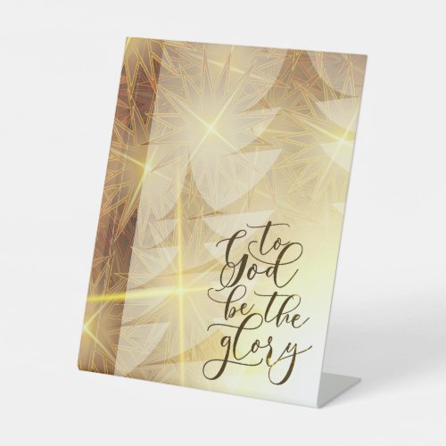 To God be the Glory Christmas Gold Tree Stars Pedestal Sign