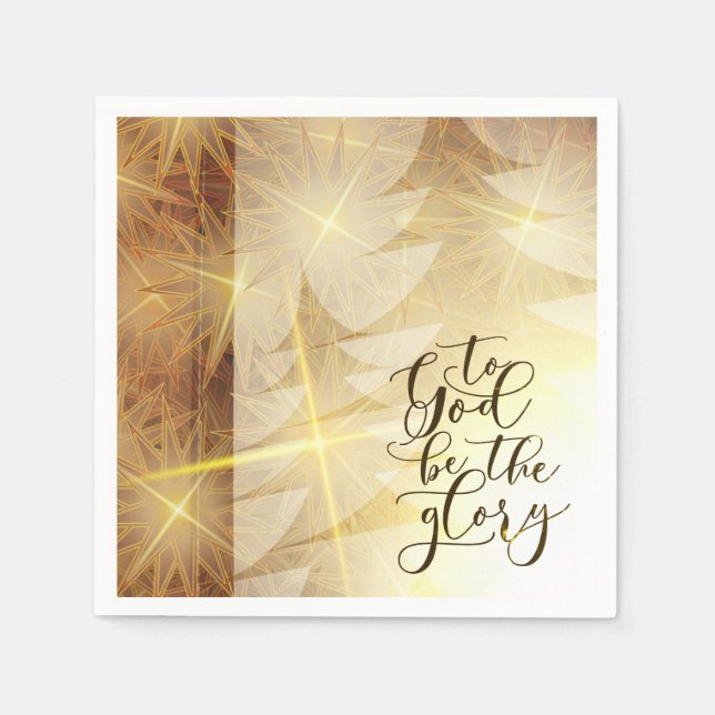 to God be the Glory Christmas Gold Trees Stars Napkins (Front)