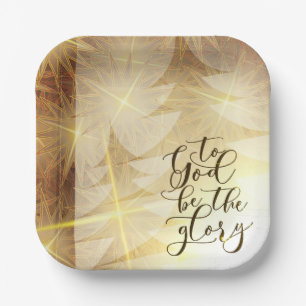 to God be the Glory Christmas Gold Trees Stars Paper Plates
