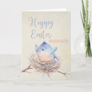 To Granddaughter, Happy Easter Blue Bird in Nest Holiday Card