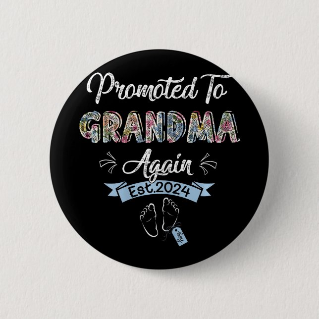 To Grandma Again Est 2024 Pregnancy Announcement  Button (Front)