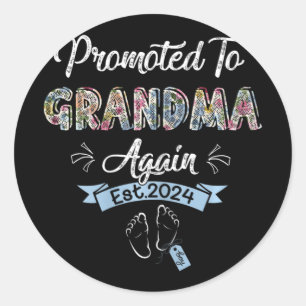 To Grandma Again Est 2024 Pregnancy Announcement Classic Round Sticker