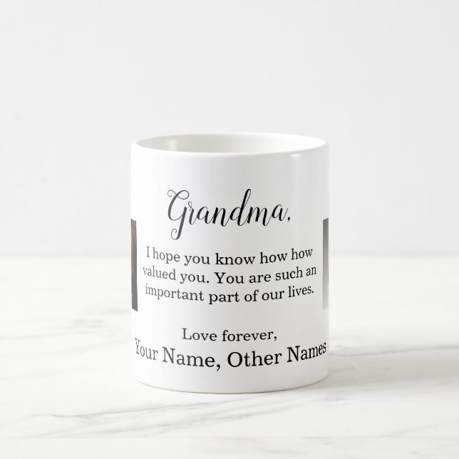 To Grandma Personalized Message and Photos Coffee Mug (Center)