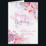 To Grandmother, Happy Birthday watercolor<br><div class="desc">Pinkish/purple floral watercolor & washes on the front of card has "Happy Birthday with love to my sweet Grandmother" in a beautiful,  swirly font. Designed by Simply Put by Robin using elements from The Hungry Jpeg.</div>