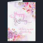 To Grandmother, Happy Birthday watercolor<br><div class="desc">Pinkish/purple floral watercolor & washes on the front of card has "Happy Birthday with love to my sweet Grandmother" in a beautiful,  swirly font. Designed by Simply Put by Robin using elements from The Hungry Jpeg.</div>