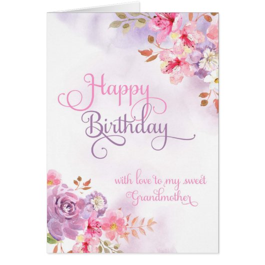 To Grandmother, Happy Birthday watercolor (Front)