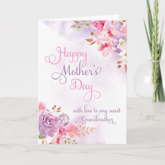 To Grandmother, Happy Mother's Day watercolor Card (Front)