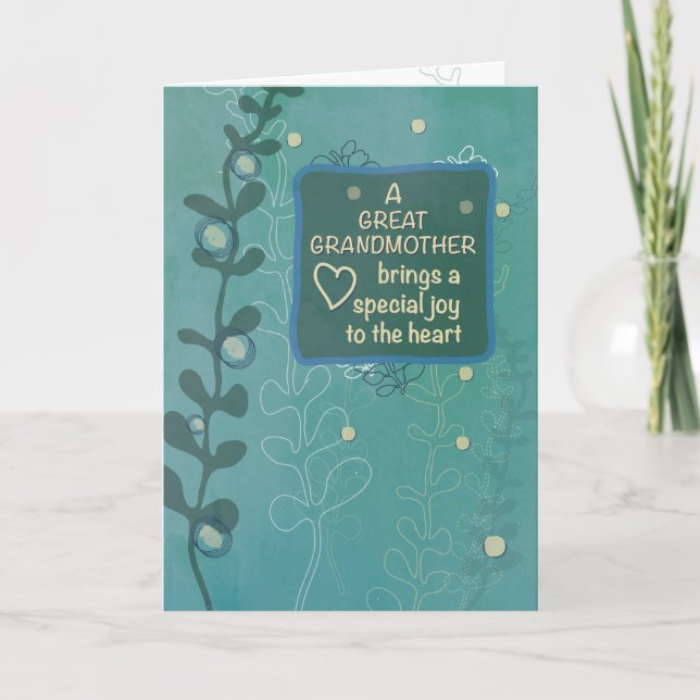 To Great Grandmother, Grandparents Day Green Hand Card (Front)