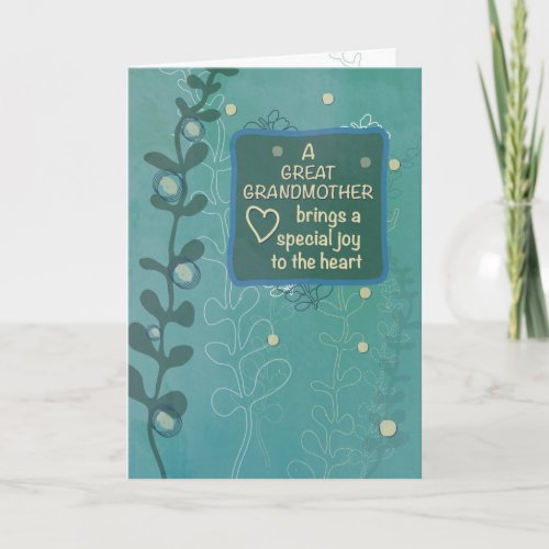 To Great Grandmother Grandparents Day Green Hand Card