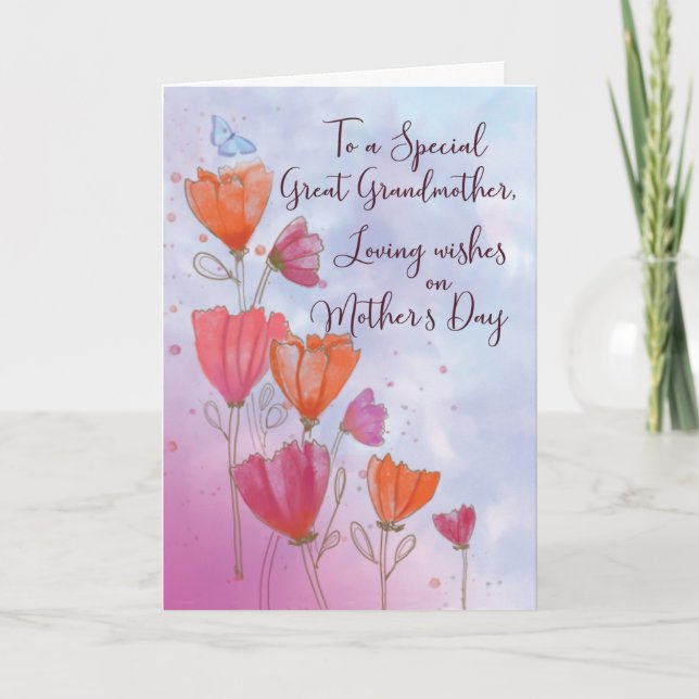 To Great Grandmother Mothers Day Love with Orange  Card (Front)