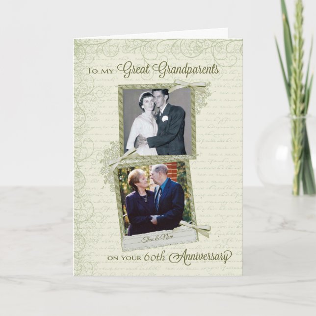 To Great Grandparents on __th Anniversary Then&Now Card (Front)
