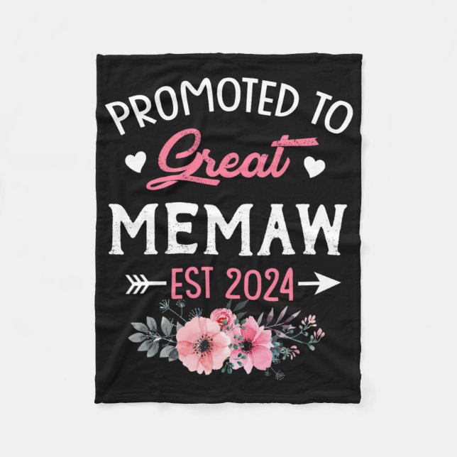 To Great Memaw Est 2024 Flower  Fleece Blanket (Front)