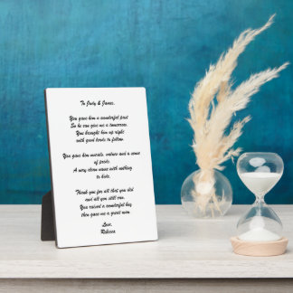 "To Groom's Parents" Poem Plaque