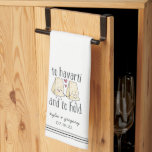 To Havarti & To Hold Cute Funny Cheese Pun Kitchen Towel<br><div class="desc">This funny cheese pun kitchen towel features the play on words phrase "to havarti and to hold" with a pair of smiling havarti cheese wedges holding hands. Personalize with your names and wedding or anniversary date,  or create a hilarious gift for a cheese loving couple!</div>