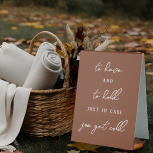 To Have and to Hold Autumn Wedding Blankets Favor Table Tent