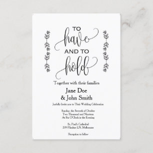 To Have and To Hold Basic Wedding Invitation