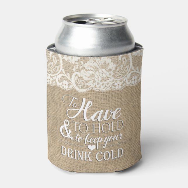 To Have and To Hold Mongram Wedding Can Cooler (Can Front)