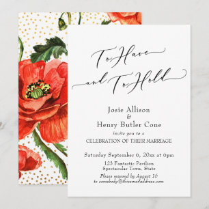To Have and To Hold Reception Poppies and Confetti Invitation