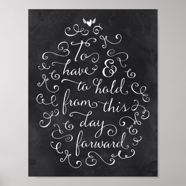 To Have and To Hold Wedding Vows Chalkboard Poster (Front)