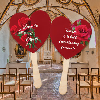 To Have n Hold Red Roses Wedding Hand Fan