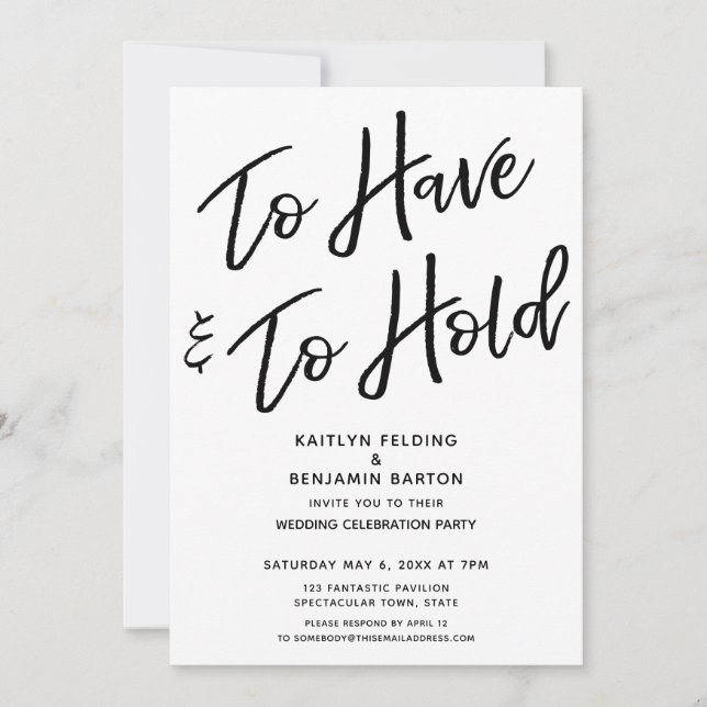 "To Have & To Hold" Casual Post-Wedding Event Invitation (Front)