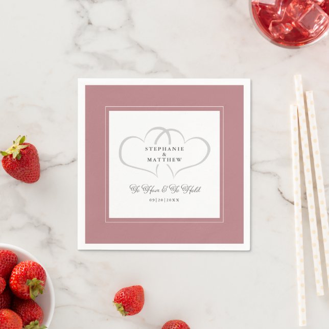 To Have & To Hold Elegant Wedding Dusty Rose Pink Napkins (Insitu)