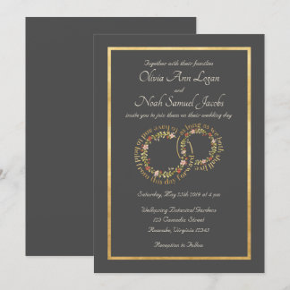 To Have & To Hold Floral Wedding Invitation Gray
