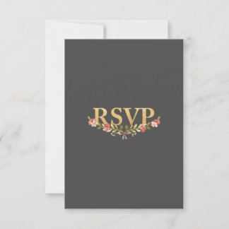 To Have & To Hold Floral Wedding RSVP Card Dk Gray