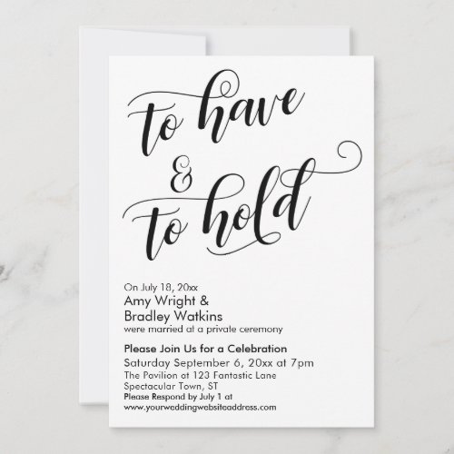 To Have  to Hold Script Post_Wedding Celebration Invitation