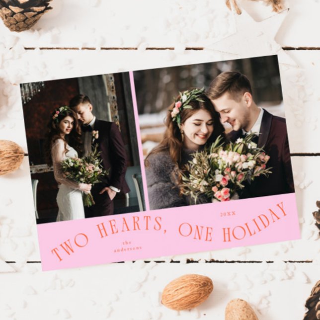 To Hearts One Holiday Newlywed Photo Orange Pink (Creator Uploaded)