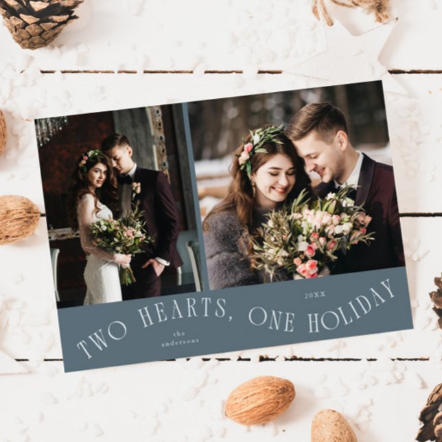 To Hearts One Holiday Newlywed Photo Slate Blue (Creator Uploaded)