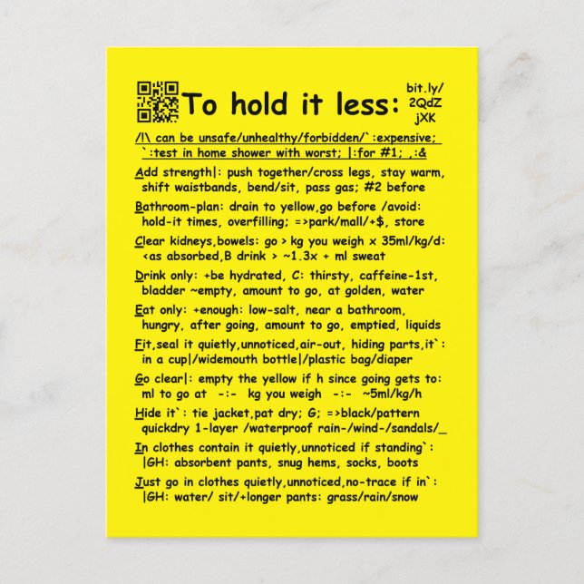 "To hold it less" postcard (Front)