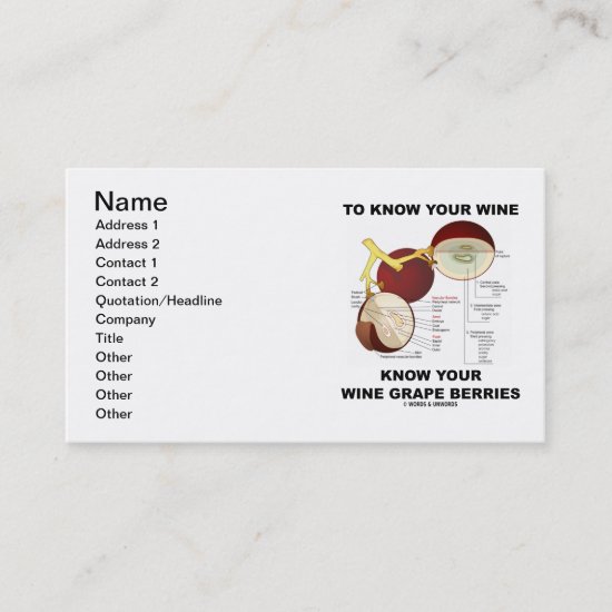 To Know Your Wine Know Your Wine Grape Berries Business Card