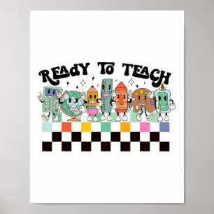 To Learn Groovy Retro Teacher Life First Day Of Sc Poster