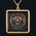 To Love And To Cherish Necklace<br><div class="desc">An elegant typographic design featuring the traditional wedding vow; To love and to cherish,  Till death us do part. It is captioned with the template names; Jordan & Chris,  and the year of matrimony.</div>