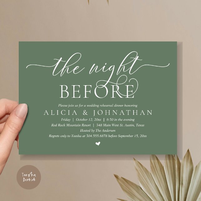 To Love Laughter and Happily Ever After Invitation (To Love Laughter and Happily Ever After, Wedding Rehearsal Dinner Invitation Card, PDF, Forest Sage)