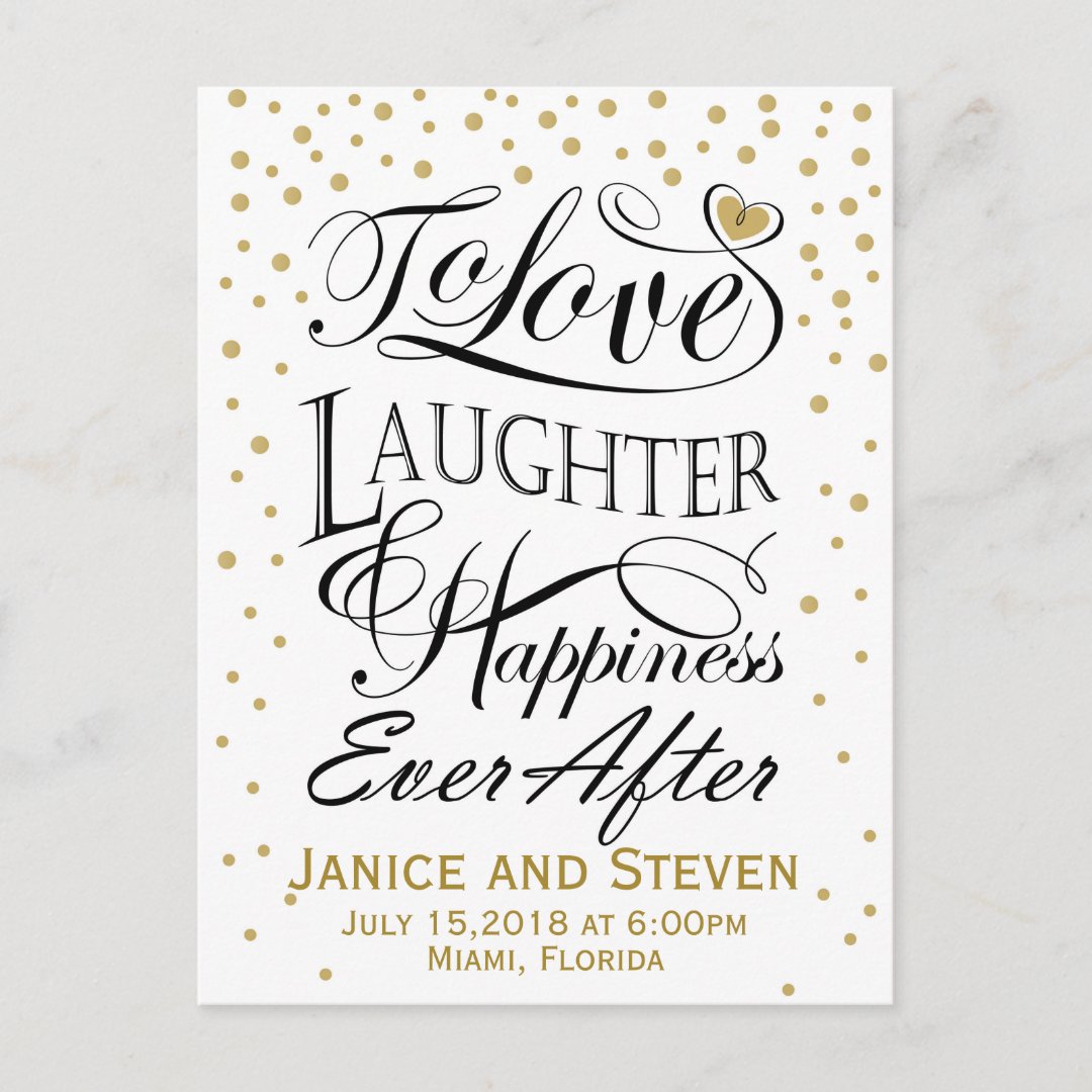 To love laughter and happiness ever after design invitation postcard ...